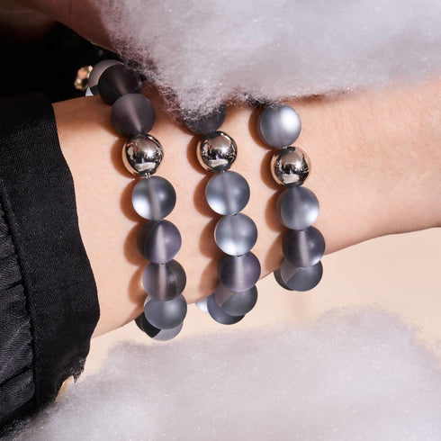 Karbonit | Silber | Statement-Armband aus Meerjungfrauenglas